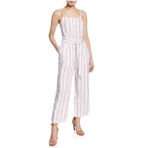 Rails Harper Prato Stripe White Red LINEN Blend Jumpsuit Sleeveless SMALL NWOT